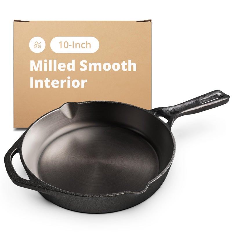 Greater Goods 10-Inch Cast Iron Skillet, Organically Pre-Seasoned, Heavy-Duty Pan for Frying, Baking, Grilling, Indoor and Outdoor Cooking - Image 1
